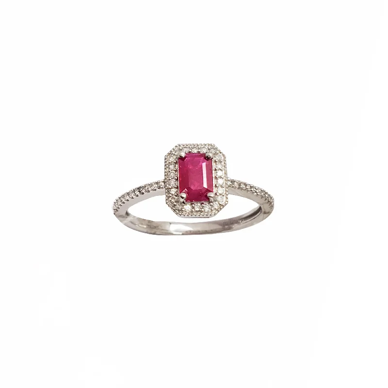 Colorful Gemstone Rings For Vibrant Looks-Diamond Ruby Lady Ring (14K)