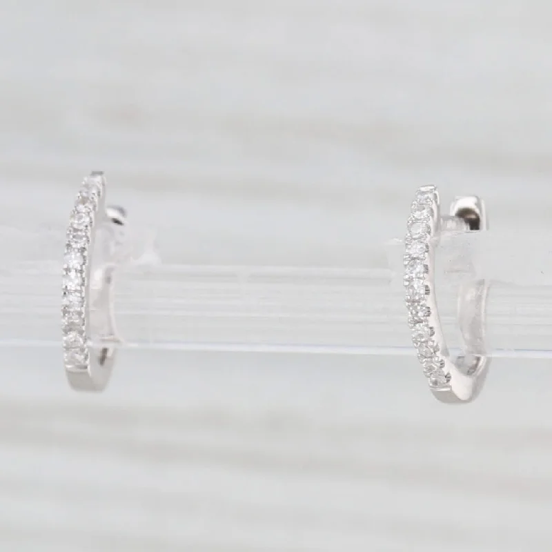 Cute Heart Earrings For Girlfriend Gifts-New Diamond Micro Hoop Huggie Earrings 14k White Gold Small Round Hoops