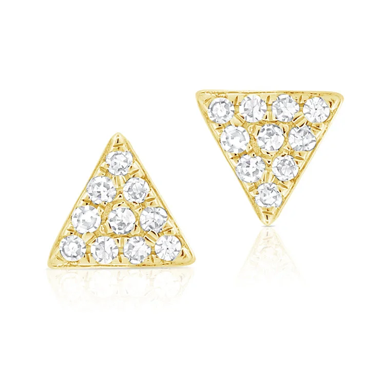 Brightly Colored Earrings For Bold Fashion-14K Yellow Gold Diamond Mini Triangle Earrings