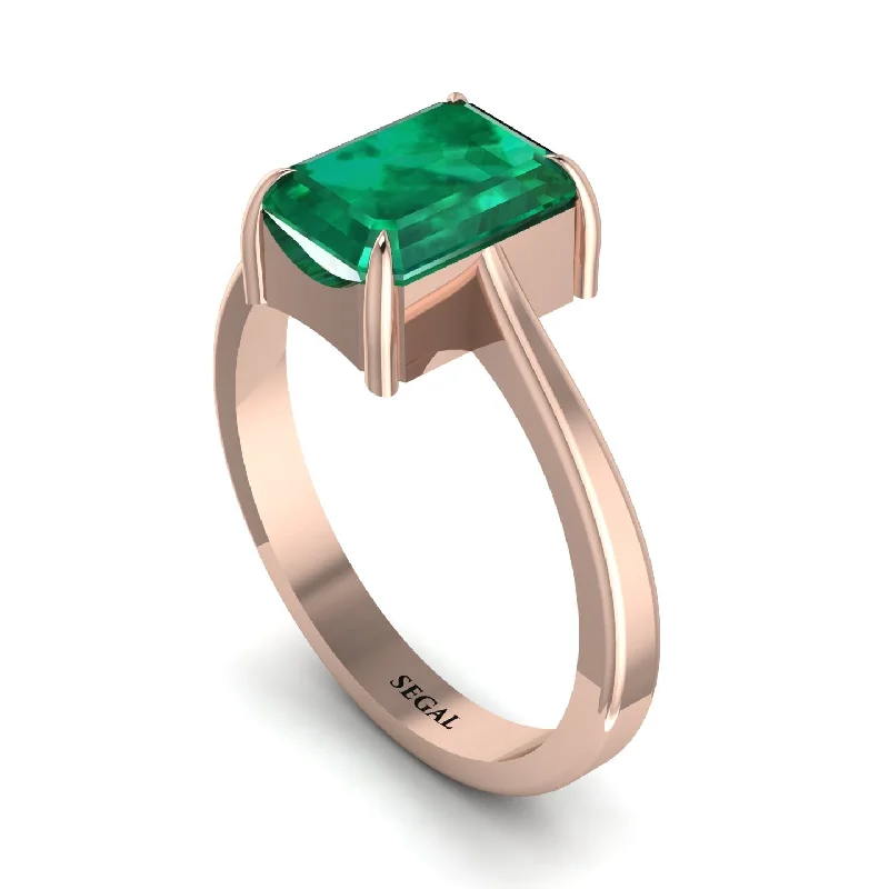 Custom Silver Cocktail Rings For Bold Glam-Emerald Cut Emerald Solitaire Engagement Ring - Lana No. 5