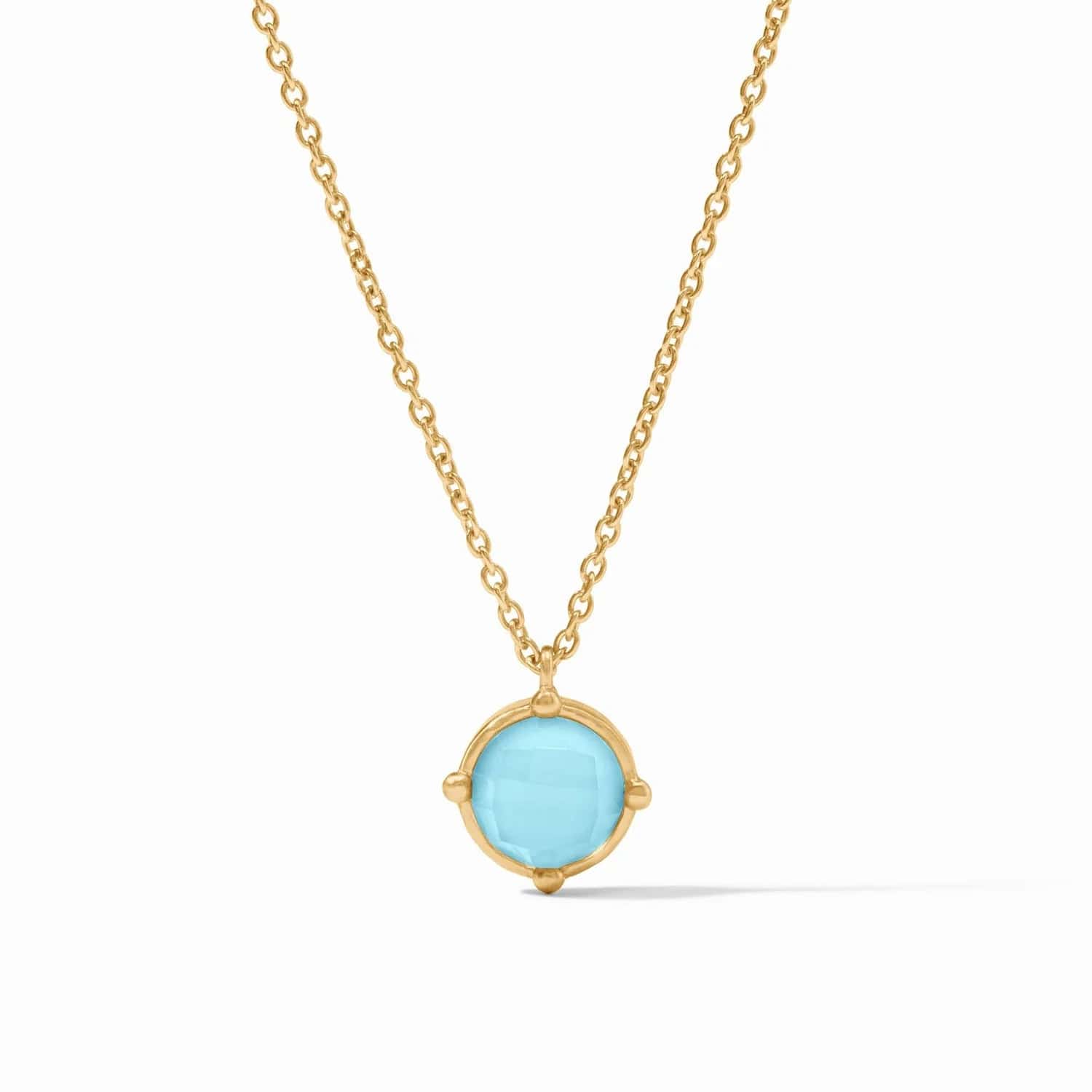 Trendy Gold Beaded Necklaces For Vibrant Looks-Iridescent Capri Blue Honeybee Solitaire Necklace