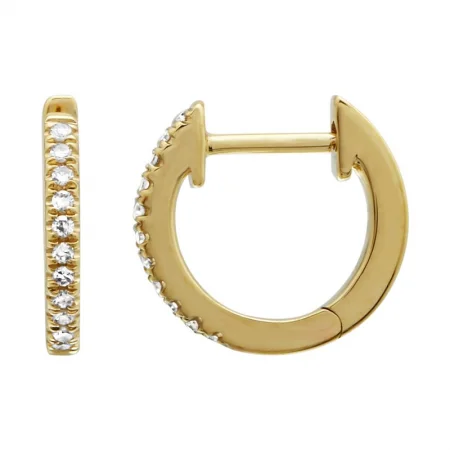 Designer Earrings For Fashionable Style-14k Yellow Gold Diamond Huggie Earrings