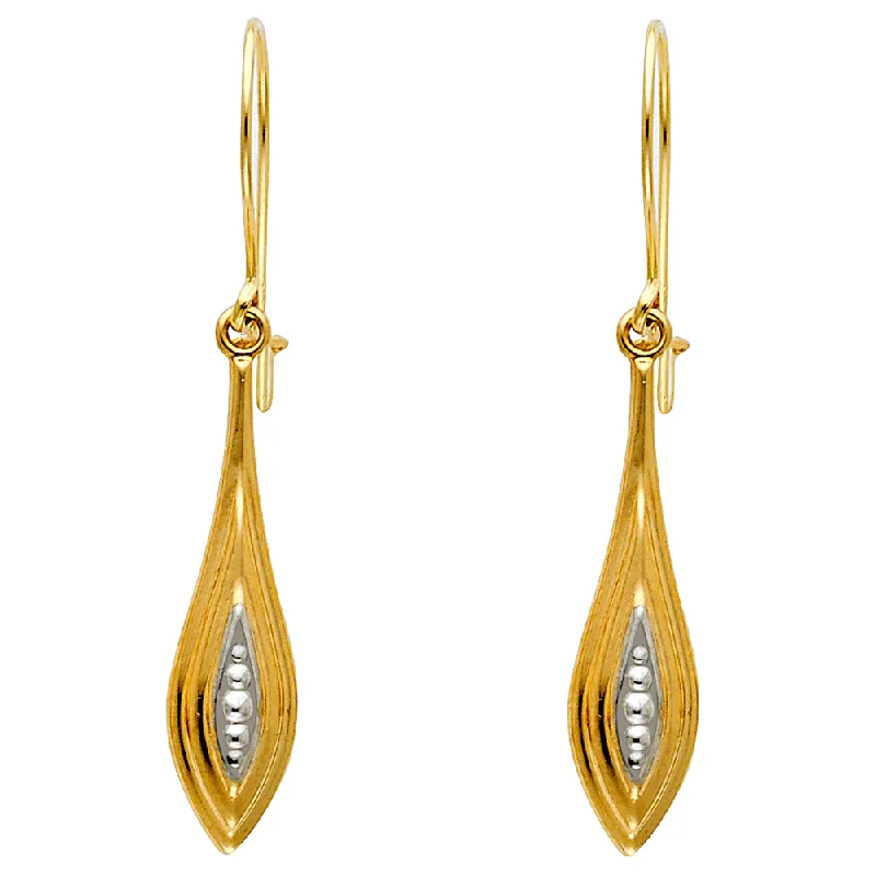 Vintage Pearl Earrings For Timeless Elegance-14K 2T Hollow Teardrop Hanging Earrings