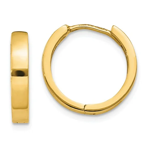 Minimalist Silver Earrings For Work Style-14K Yellow Gold Hinged Hoop Earrings