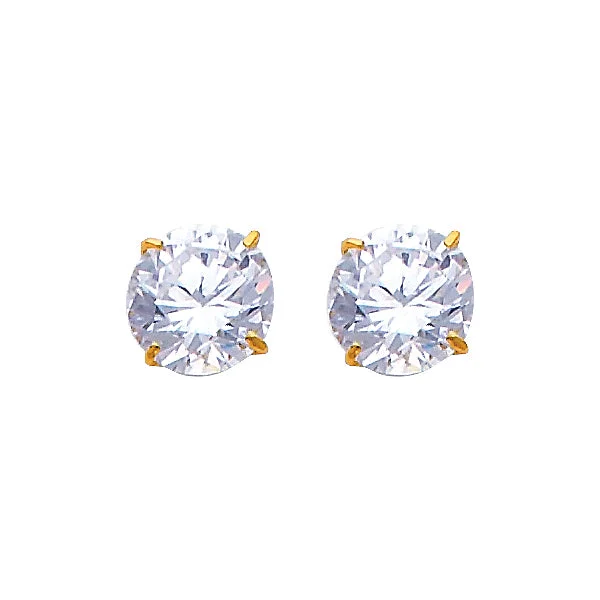 Trendy Gold Earrings For Women’s Fashion-14K 7MM CZ BIRTH STONE STUD EARRINGS