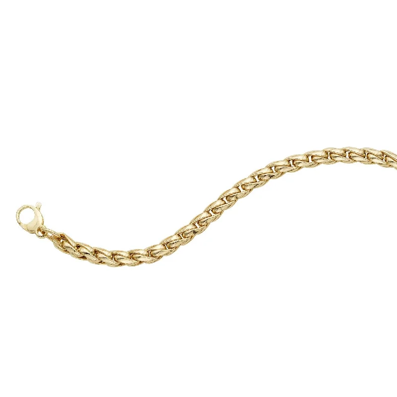 Bracelets With Birthstone Gems-14K Yellow Gold 7.5" Round Curb Chain Bracelet RC9737-0750