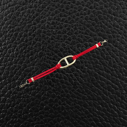 Bracelets For Casual Outfits-Spaghetti Strap Bracelet with Anchor Link Center