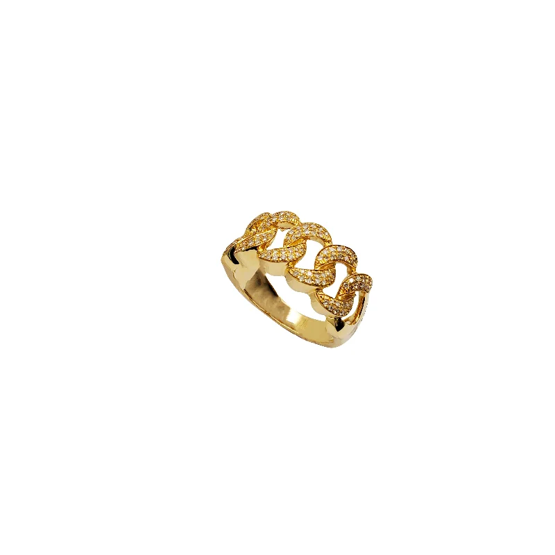 Custom Stackable Rings For Fashion Lovers-Diamond Cuban Link Ring (14K)