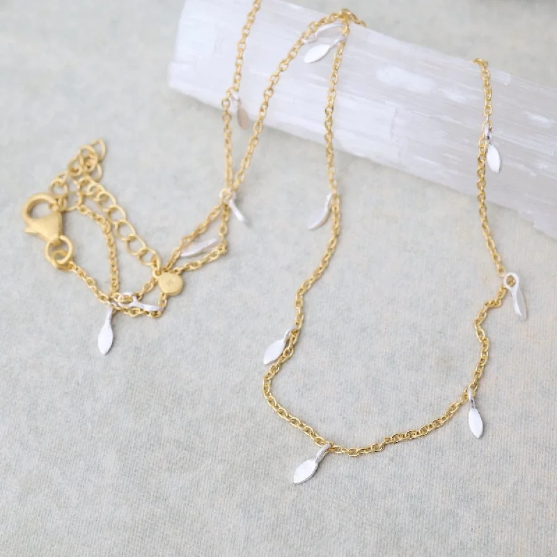 Personalized Infinity Necklaces For Meaningful Gifts-Gold Chain with Silver Leaves Necklace