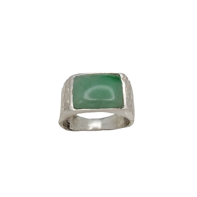 Simple Custom Wedding Rings For Brides-Jade Ring (Silver)