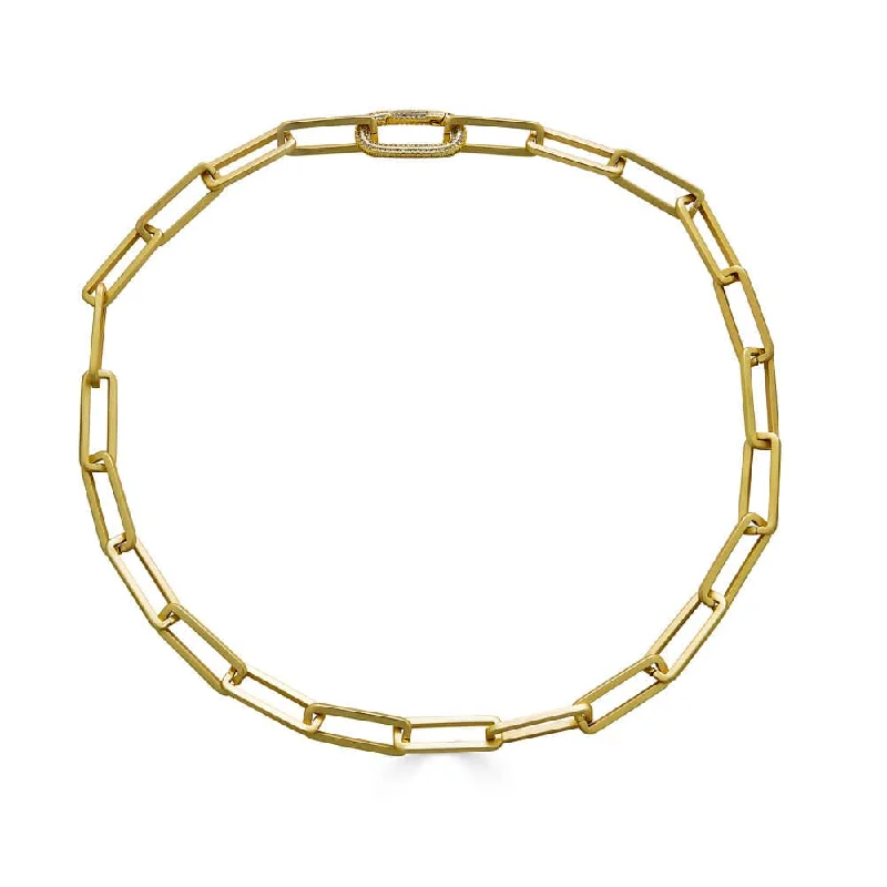 Trendy Multi-Layered Necklaces For Bold Style-Matte Gold Chunky Rectangle Paperclip Necklace