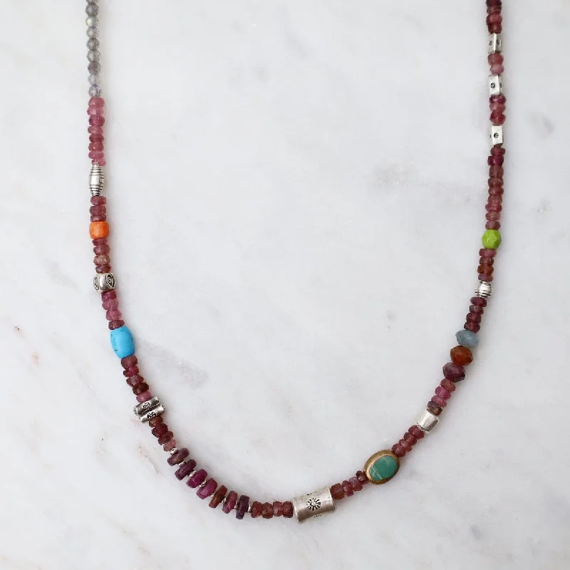 Statement Gold Chain Necklaces For Fashion-Great Barrier Reef Necklace in Pink Tourmaline