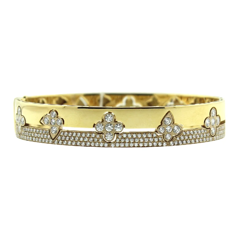 Bangles With Star Designs-18K Yellow Gold Diamond Bangle Bracelet