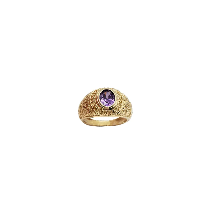 Gemstone Rings For Special Occasions-Oval Shape Cubic Zirconia School Ring 2023 (14K)