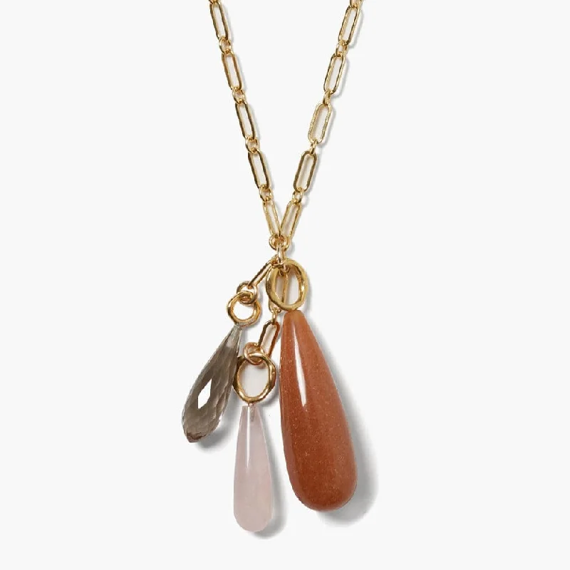 Beautiful Gold Bar Necklaces For Simple Glam-Castillo Pendant Necklace in Pink Mix