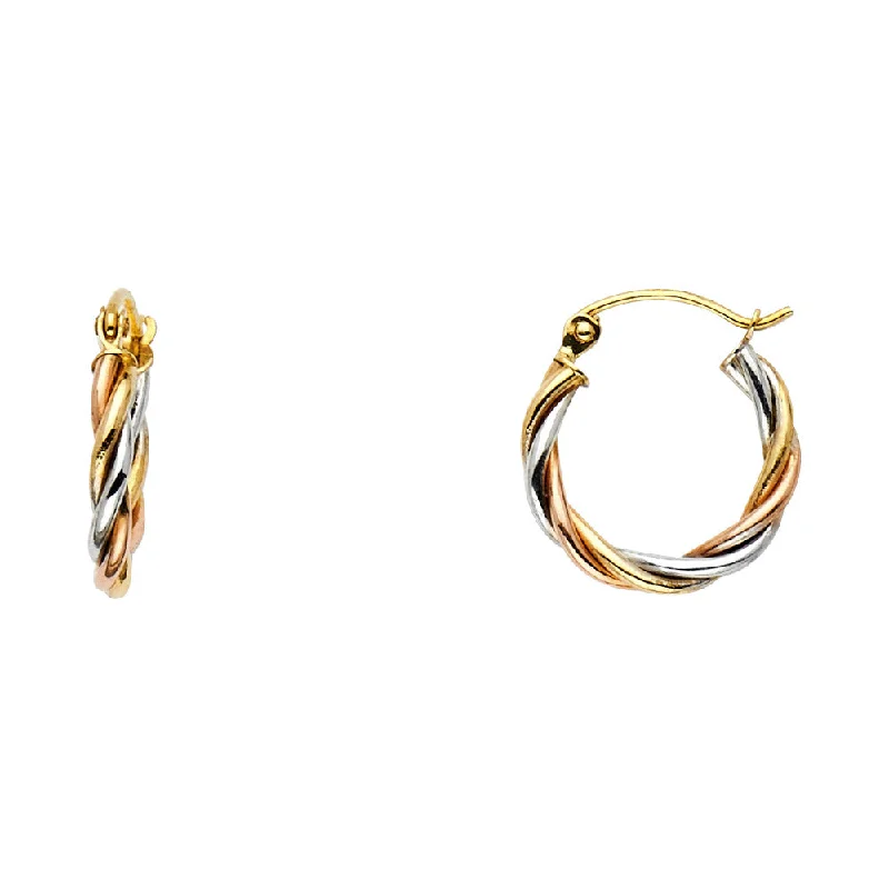 Modern Drop Earrings For Work Style-14K Braided Hoop Earrings