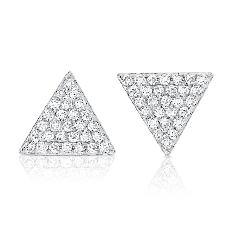 Fashionable Dangle Earrings For Teens-14K White Gold Large Diamond Triangle Earrings