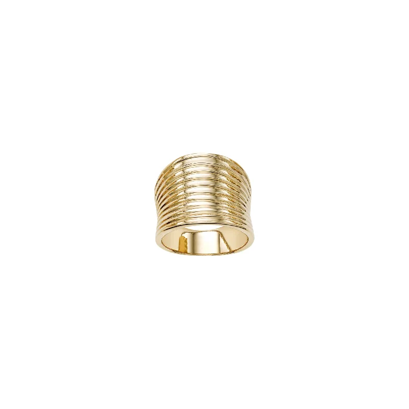 Wedding Bands For Same-Sex Couples-Bold Concave Ribbed Ring (14K)