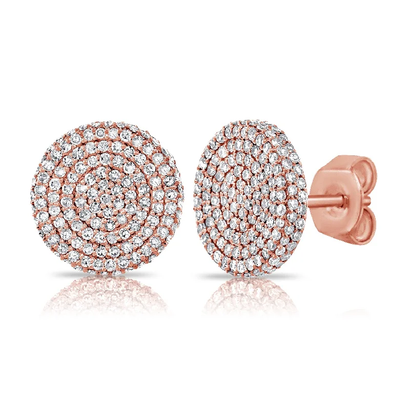 Multicolor Gemstone Earrings For Vibrant Looks-14K Rose Gold Diamond Raised Disc X-Large Earrings