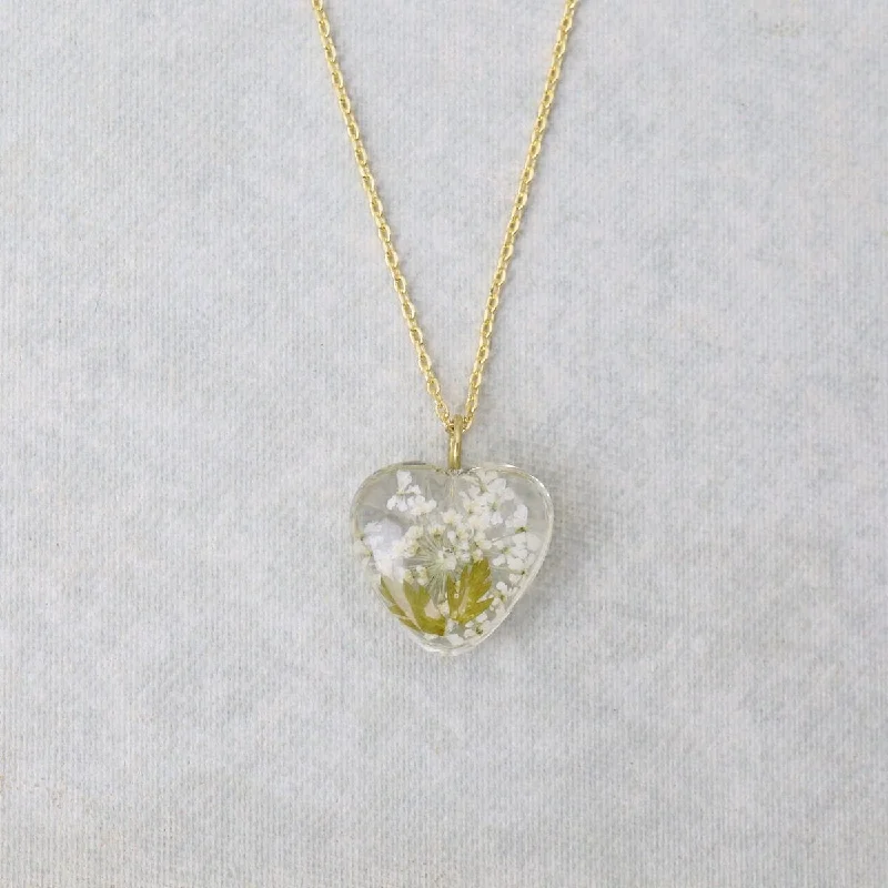 Beautiful Gold Chain Necklaces For Weddings-Botanical Mini Heart Necklace - Hawthorn May Birthday Month