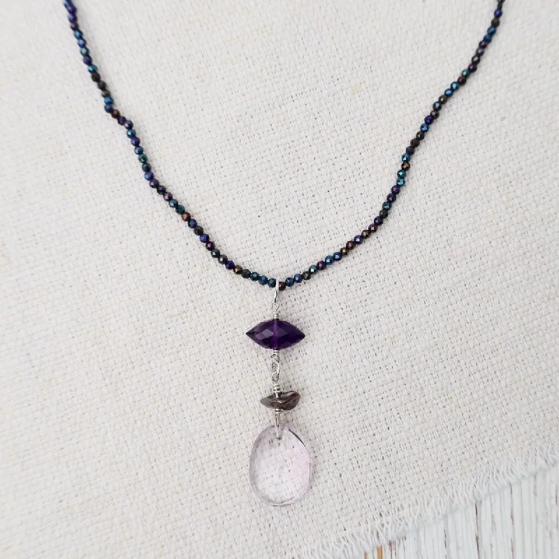 Trendy Gemstone Necklaces For Fashionistas-Pyrite with Amethyst Necklace