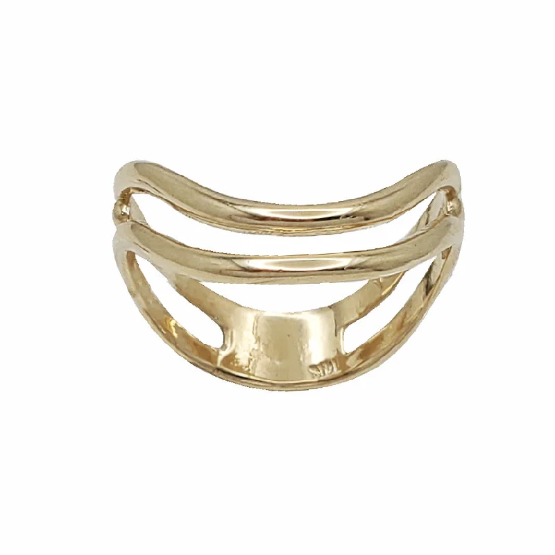 Colorful Gemstone Rings For Fashionistas-Double Curved Line Ring (14K)