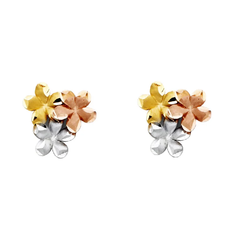 Crystal Stud Earrings For Timeless Style-14K 3C 11mm Flower Stud Earrings