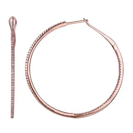 Minimalist Earrings For Subtle Style-14K Rose Gold Diamond Medium Hoop Earrings