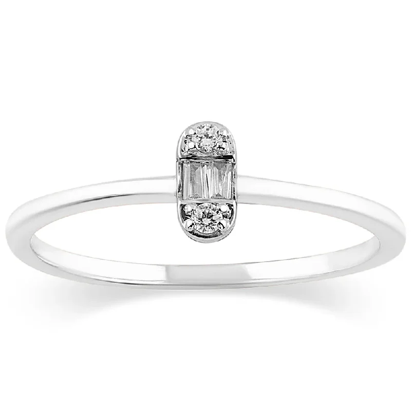 Trendy Stackable Wedding Rings For Brides-Diamond Baguette Ring (14K)