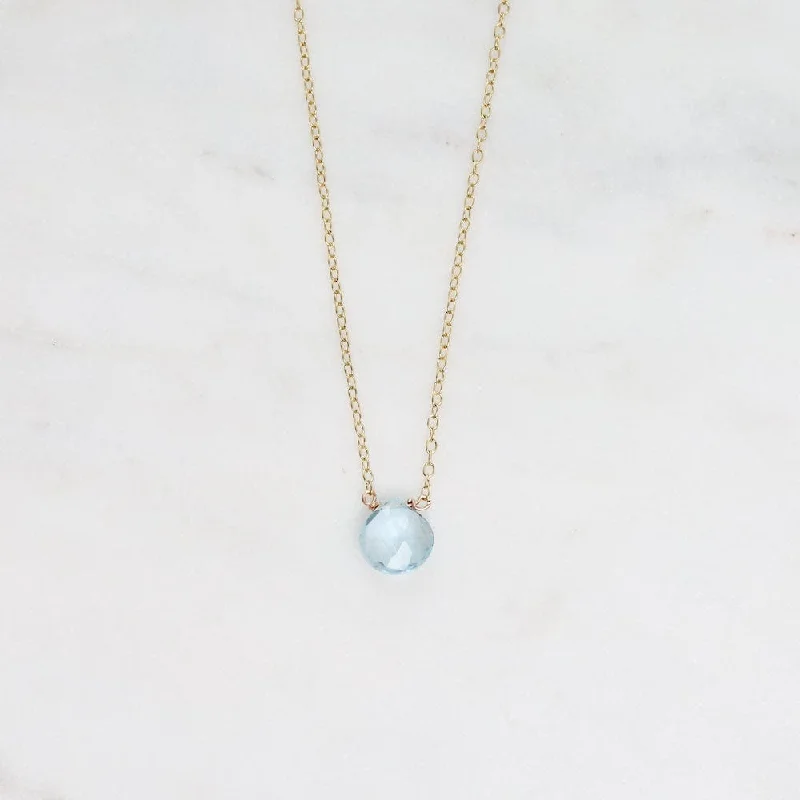 Custom Birthstone Chain Necklaces For Personalized Jewelry-Gold Filled Chain with Blue Topaz Brio Necklace