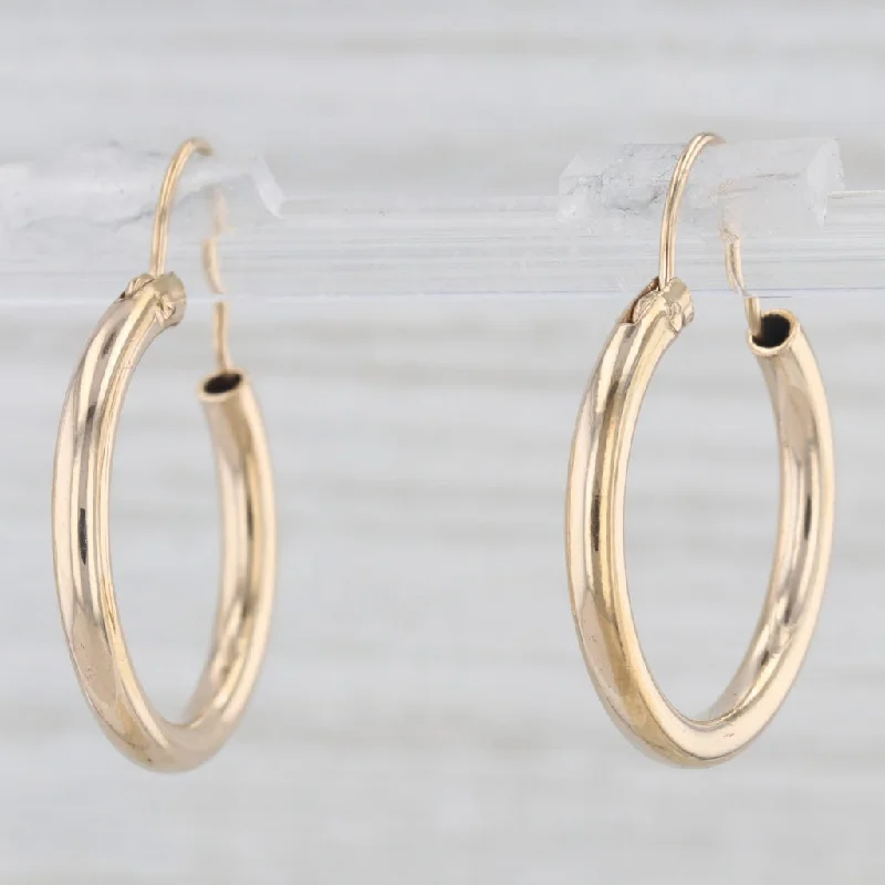 Stylish Crystal Earrings For Bridesmaids-Gold Hoop Earrings 14k Yellow Gold Pierced Round Hoops