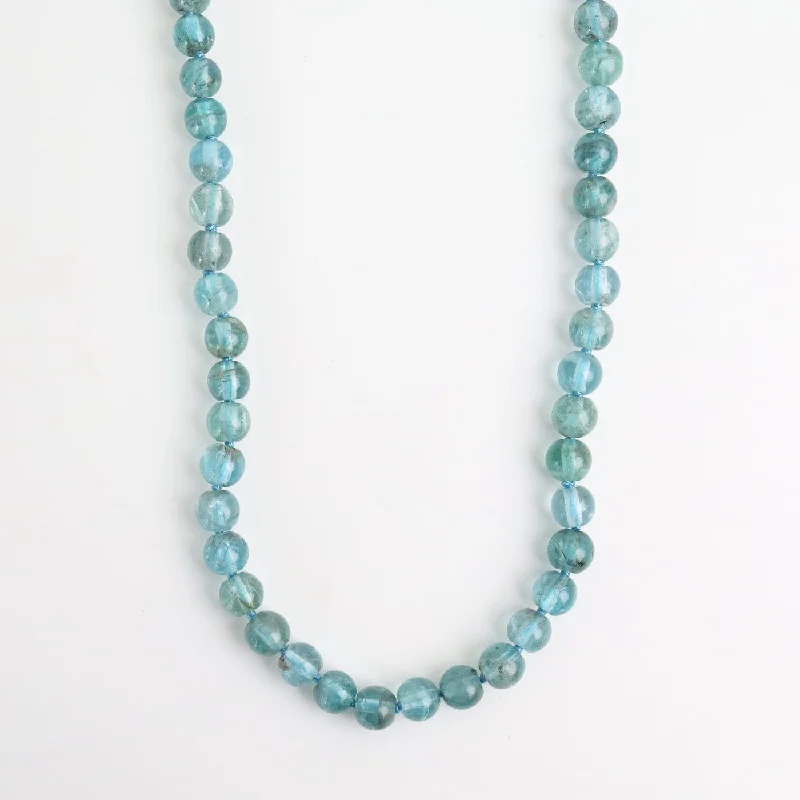 Personalized Birthstone Necklaces For Loved Ones-Hand Knotted Blue Apatite Necklace