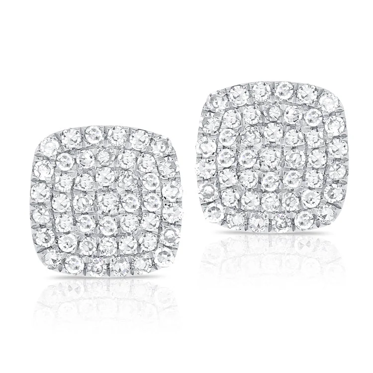 Colorful Earrings For Happy Vibes-14K White Gold Diamond Cushion Stud Earrings