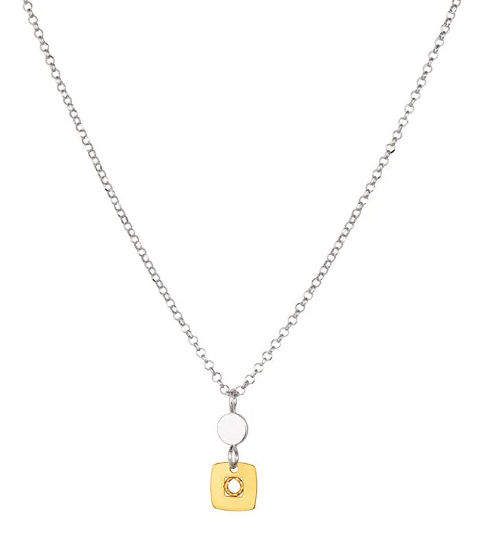 Personalized Gold Bar Necklaces For Custom Gifts-Sterling Silver & Gold Plated Surya Necklace