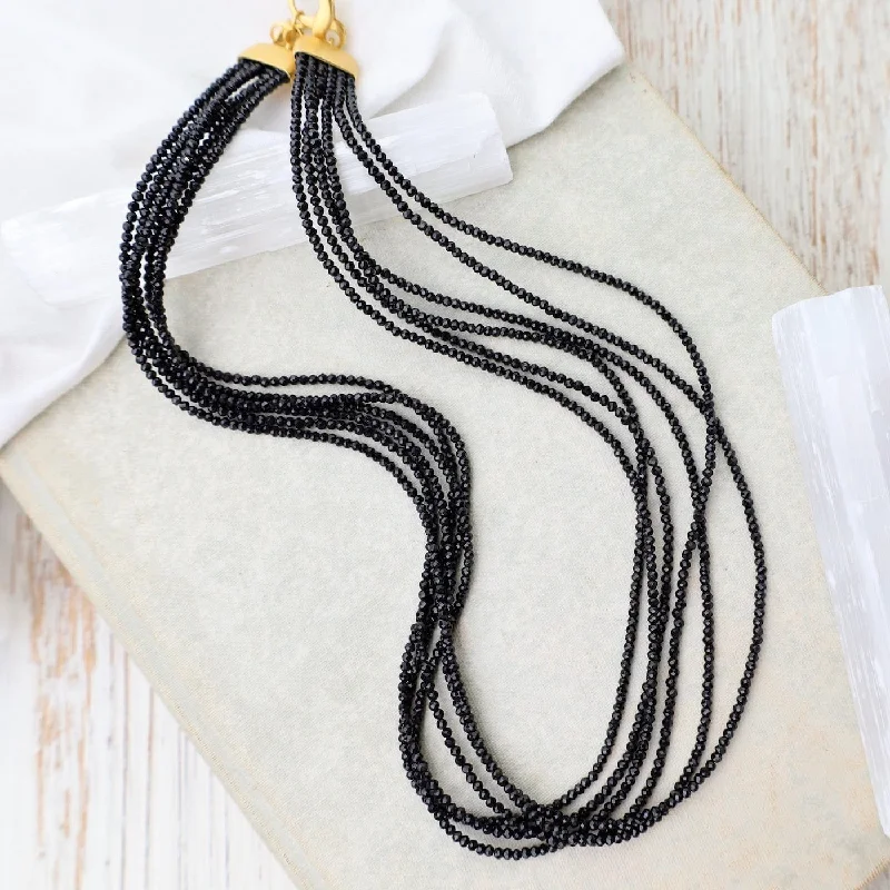 Custom Gold Chain Necklaces For Unique Designs-Multi Strand Black Spinel Necklace