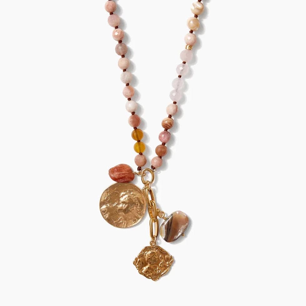 Trendy Chain Necklaces For Fashionistas-Sunstone Portrait Charm Necklace