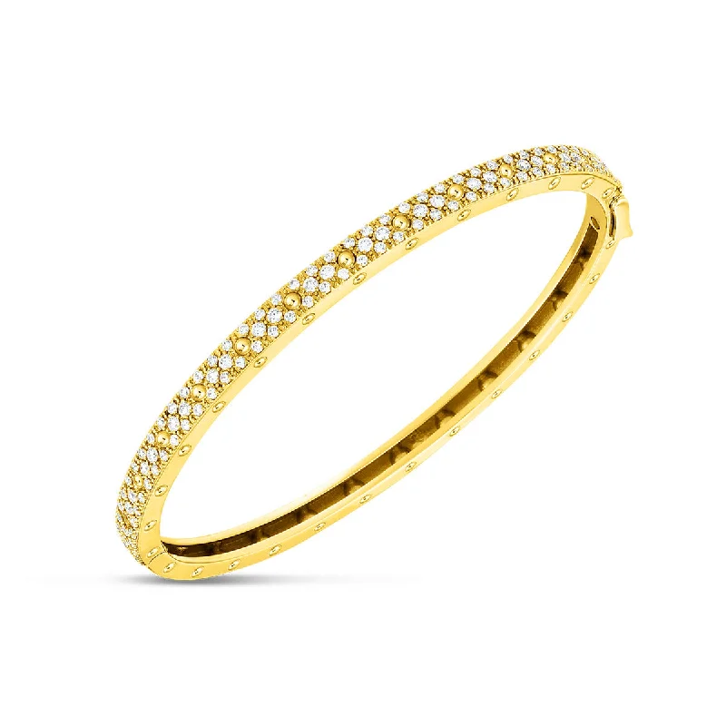 Bangles For Outdoor Adventures-18K Gold Diamond Symphony Pois Mois Oval Bangle