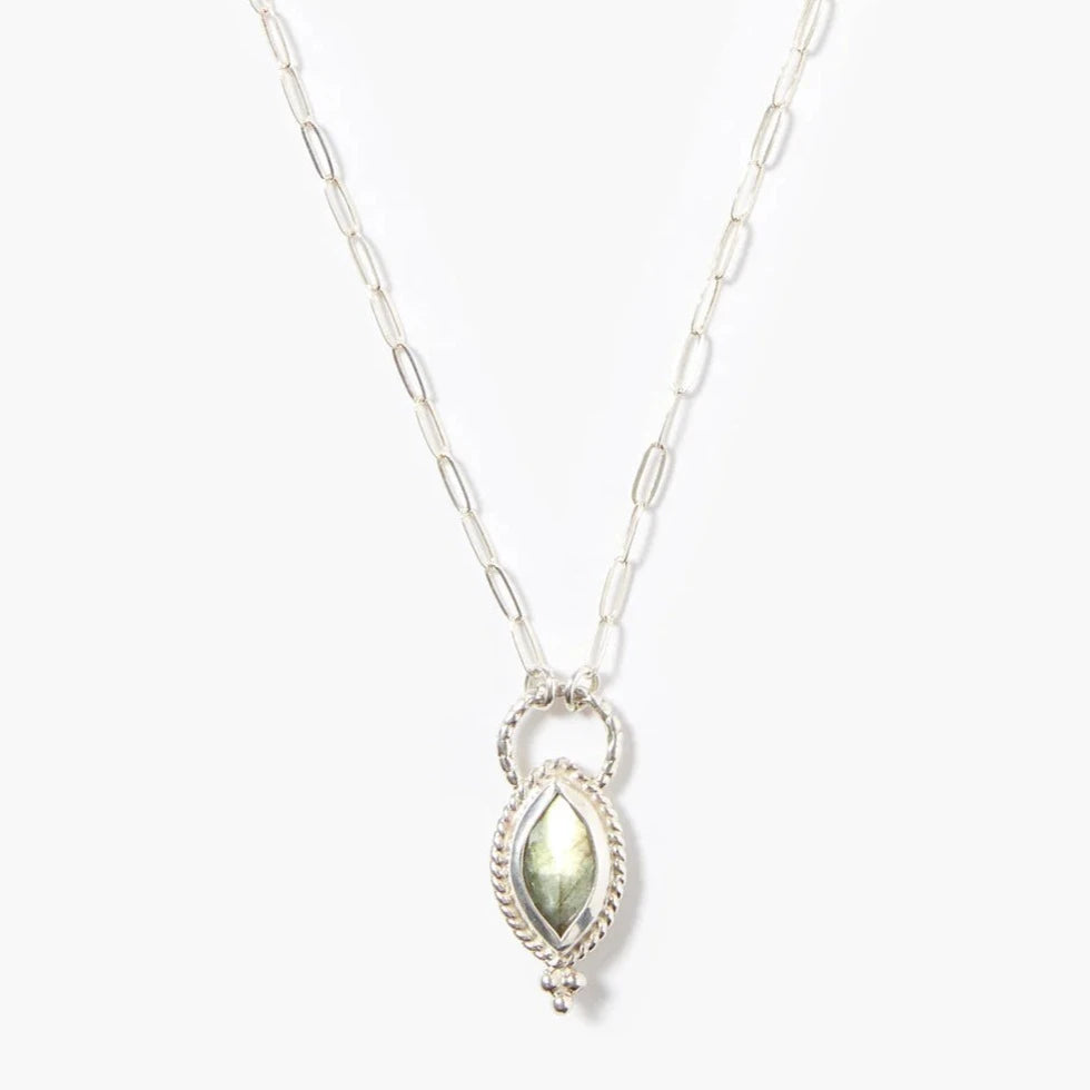 Bohemian Necklaces For Free-Spirited Fashion-Tavi Pendant Necklace Silver Labradorite