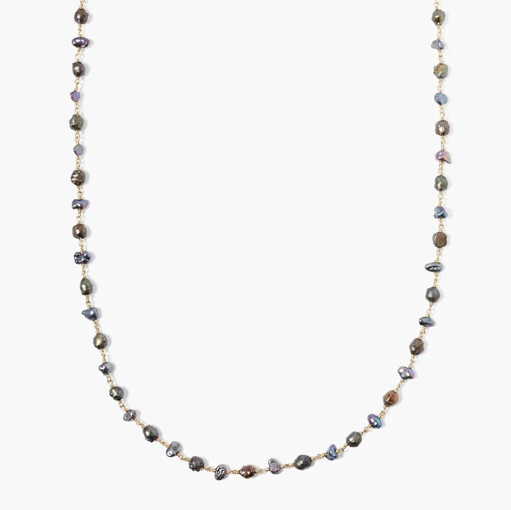 Custom Silver Necklaces For Thoughtful Gifts-Santa Fe Necklace in Peacock Pearl