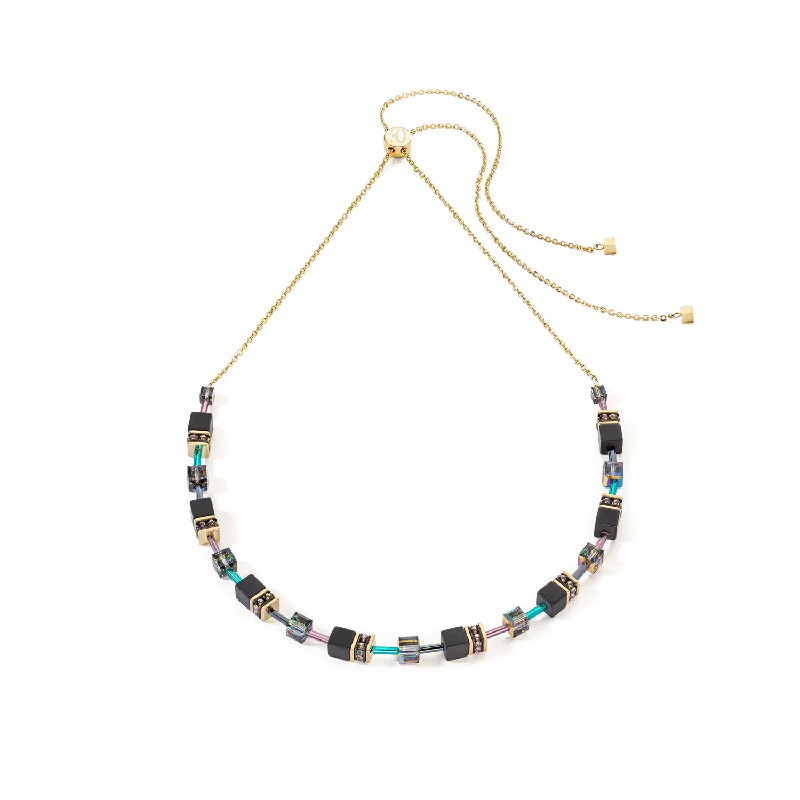 Elegant Gemstone Necklaces For Weddings-Multicolor GeoCube Chain Necklace