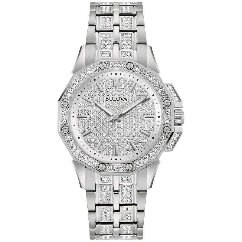 Watches For Weddings-Bulova Dress/Classic Crystal Ladies Watch Stainless Steel