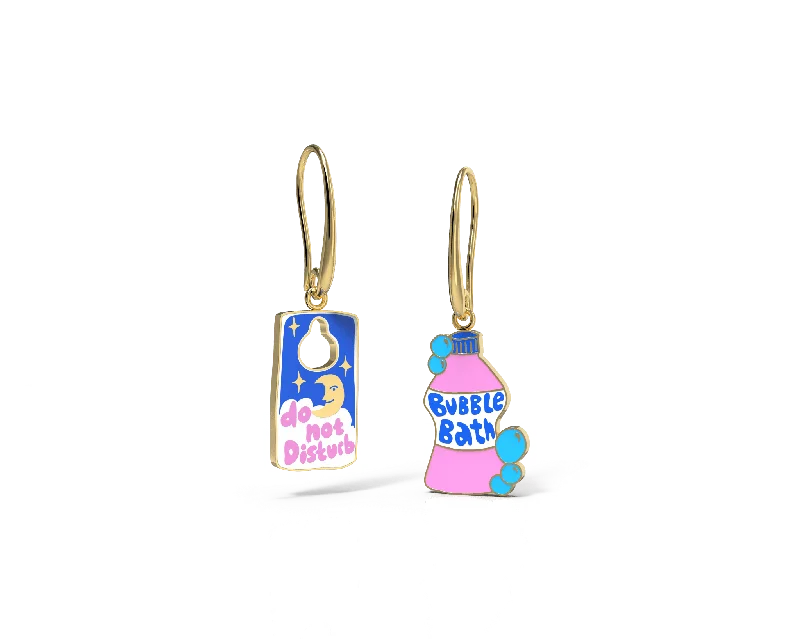 Large Resin Earrings For Bold Style-Self-Care Bubble Bath Drop Earrings