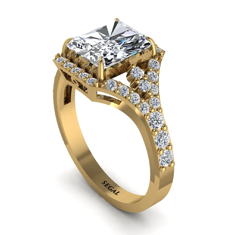 Custom Wedding Rings For Non-Traditional Brides-Radiant Cut Diamond 14K Halo Engagement Ring - Cassidy No. 1