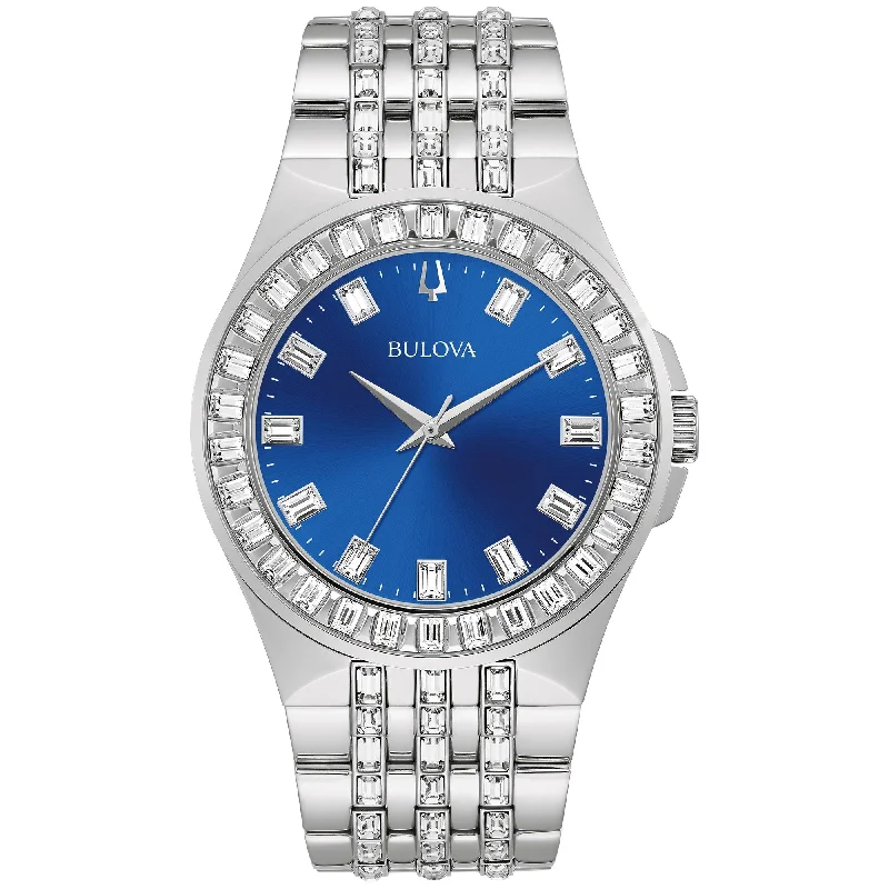 Watches With Personalized Touch-Bulova Dress/Classic Crystal Mens Watch Stainless Steel