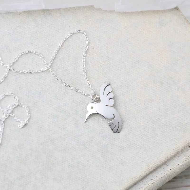 Custom Birthstone Pendant Necklaces For Personalized Style-Sterling Silver Hummingbird Necklace