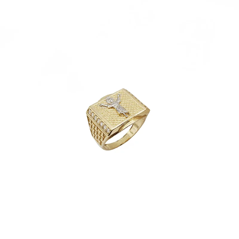 Elegant Rose Gold Rings For Special Occasions-Two Tone Baby Jesus Ring (14K)