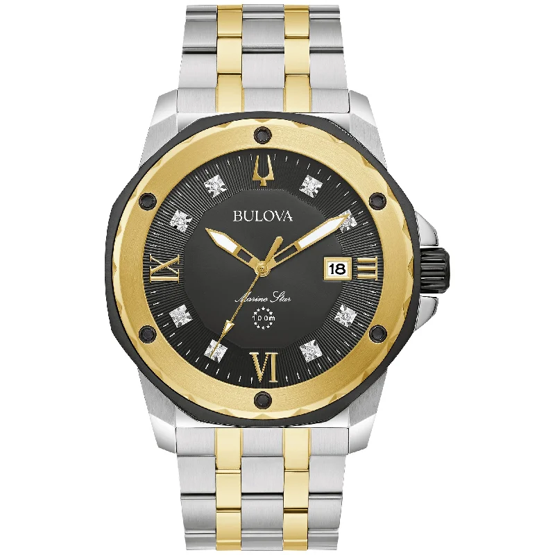 Watches With Cultural Patterns-Bulova Performance Marine Star Mens Watch Stainless Steel