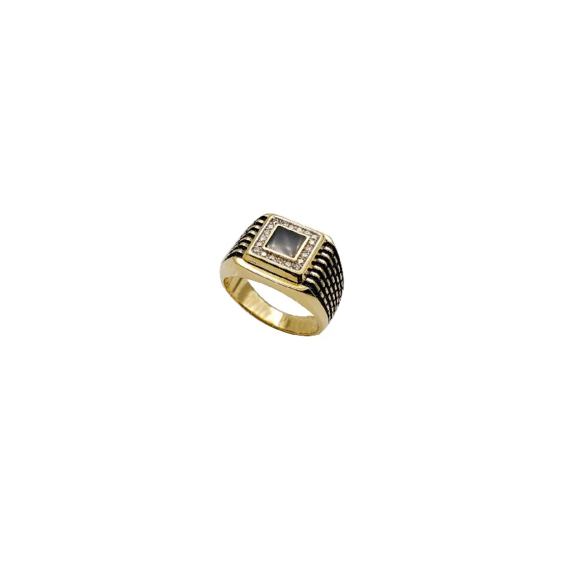 Personalized Name Rings For Special Gifts-Square Black Onyx Ring (14K)