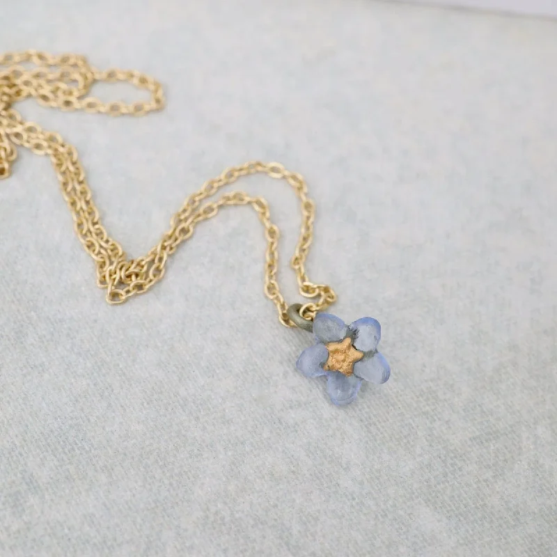 Trendy Coin Necklaces For Bold Style-Forget Me Not Single Flower Pendant Necklace