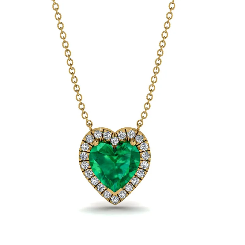 Beautiful Long Pendant Necklaces For Fashionistas-4.7Ct Emerald Halo Heart Necklace - Jaylene No. 4